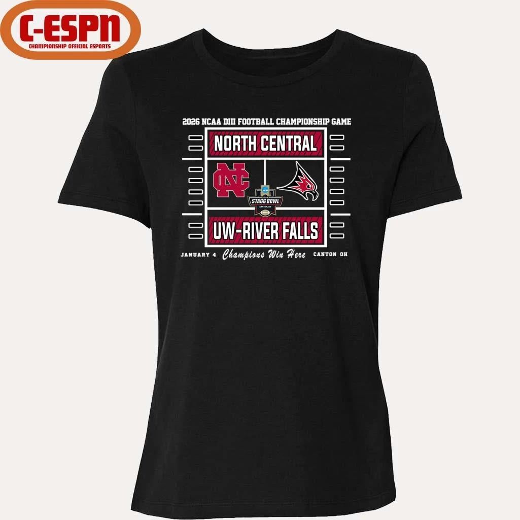 2026 NCAA DIII Football Championship UW–River Falls Falcons Vs North Central Cardinals T-Shirt