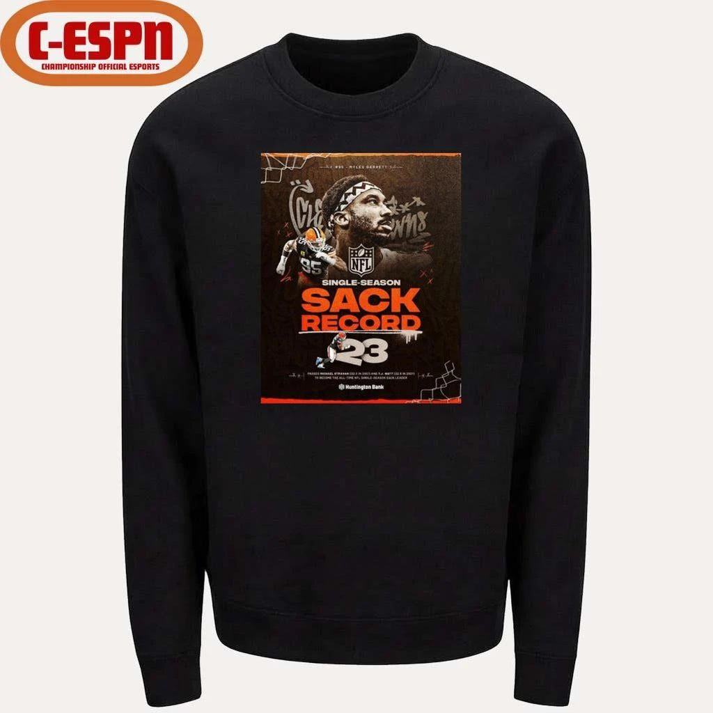 Single Season Sacks Record Myles Garrett Cleveland Football Shirt