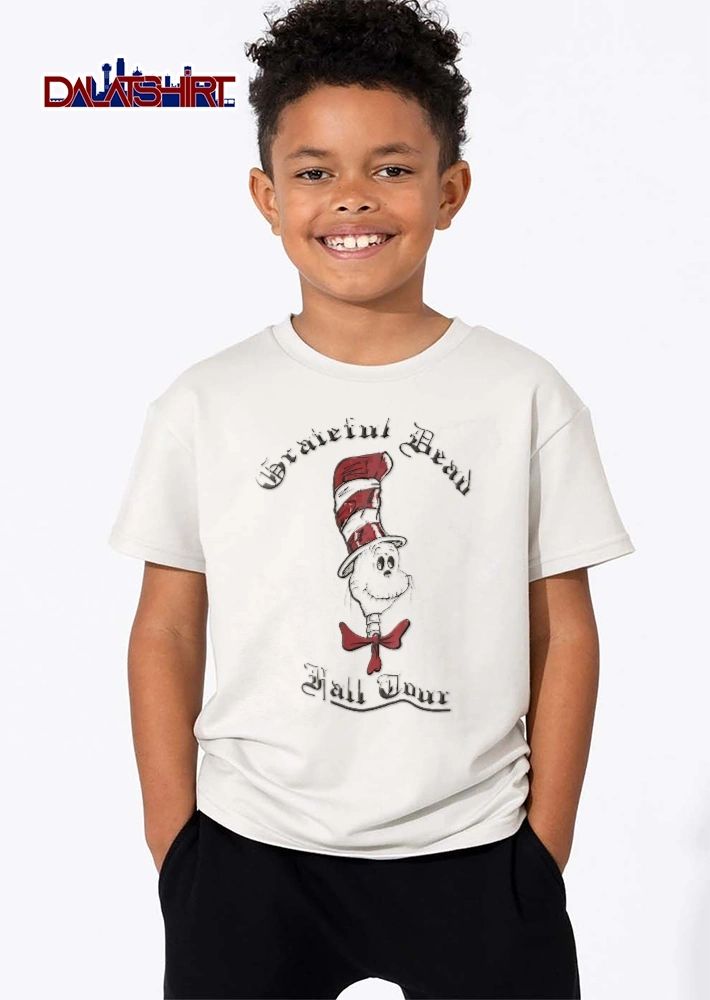 Grateful Dead Fall Tour Skeleton Cat Striped Hat Red Bowtie shirt