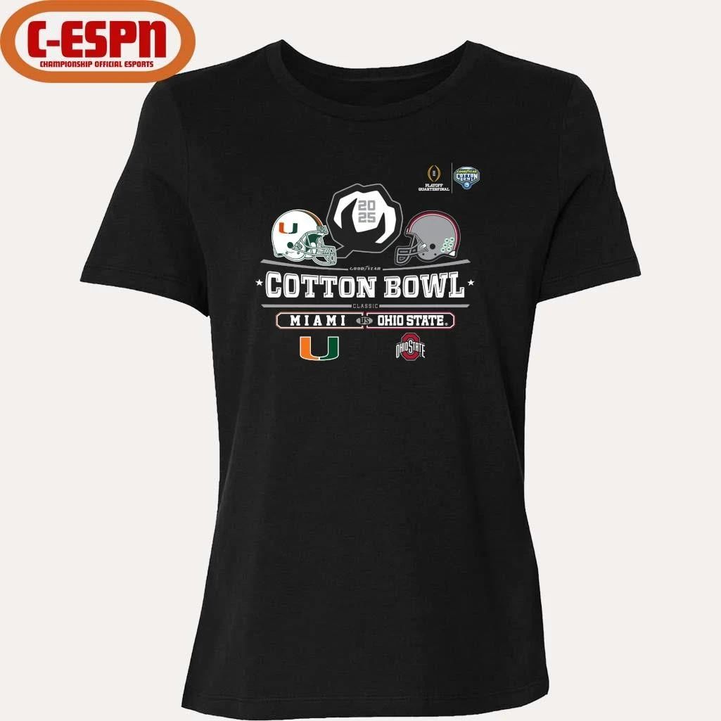 Miami Vs Ohio State 2025 Cotton Bowl Helmet Logo December 31 T-Shirt