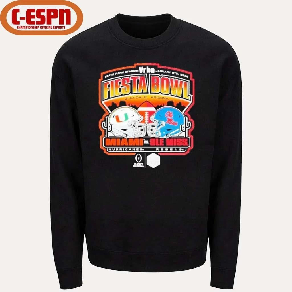 Miami Vs Ole Miss 2026 CFP Semifinal At The Vrbo Fiesta Bowl Matchup Scripted Shirt