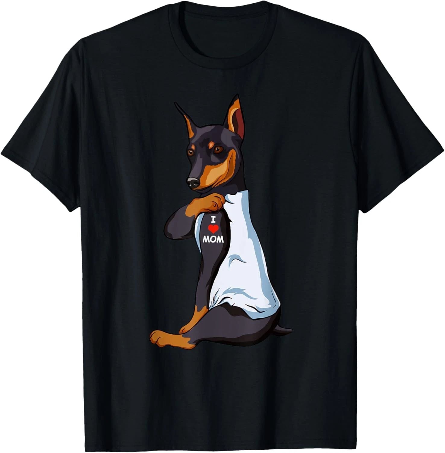 I Love Mom Tattoo Manchester Terrier Mom Dog Lover Women T-Shirt