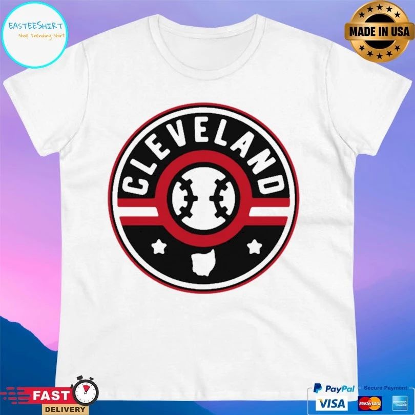Cleveland Baseball Stars And Stripes Ohio Map Outline Logo T-shirt