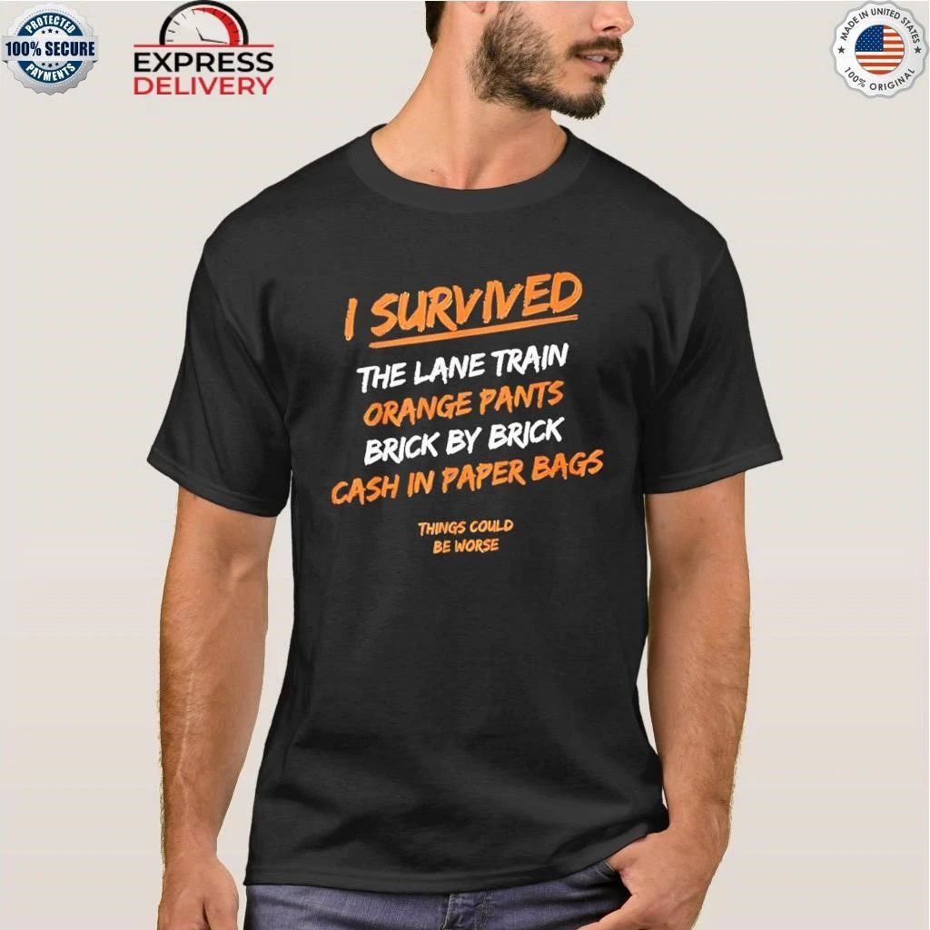 I Survived The Lane Train Orange Pants Brick Shirt