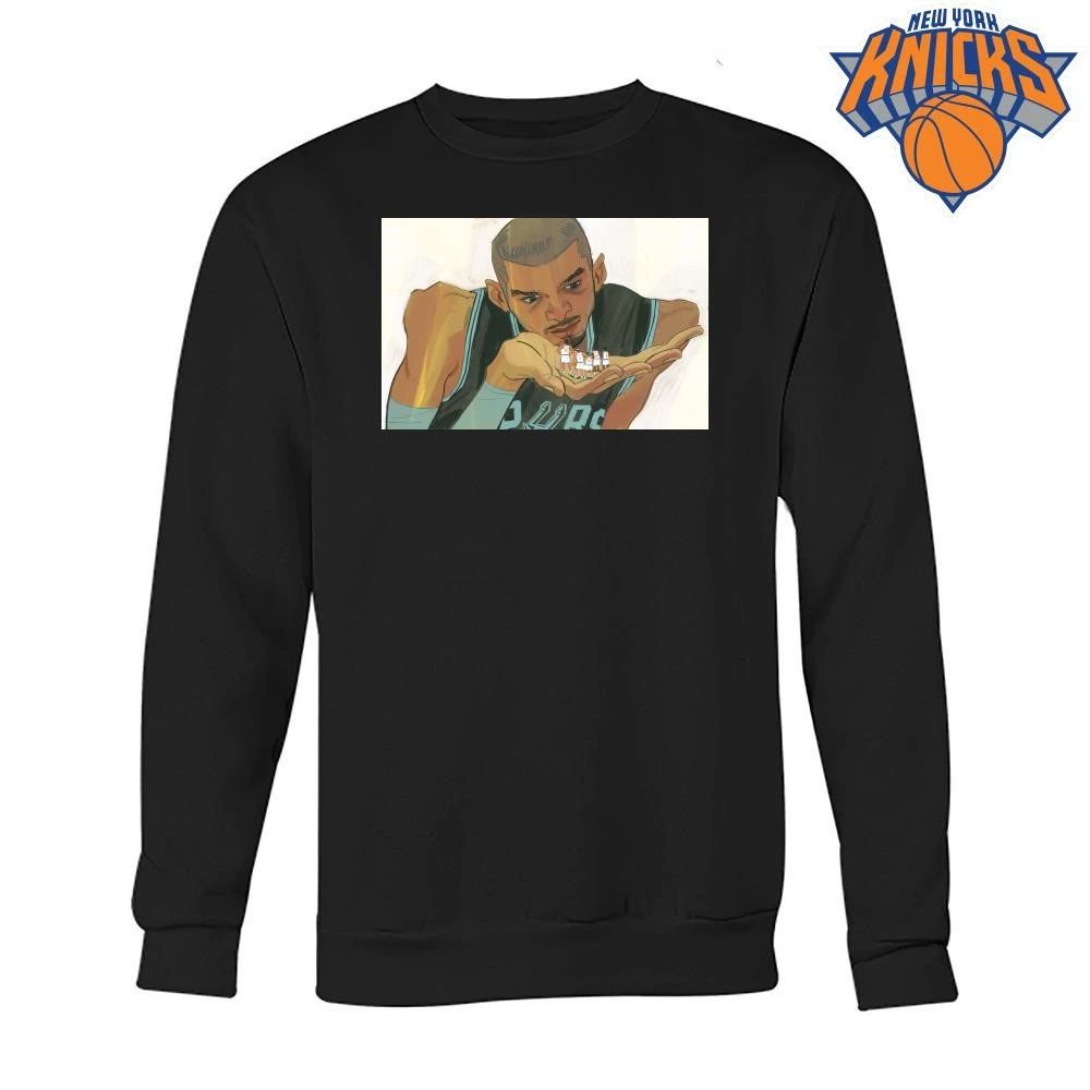 Victor Wembanyama San Antonio Spurs Holding New York Knicks Players Cartoon Illustration NBA Finals 2026 Shirt