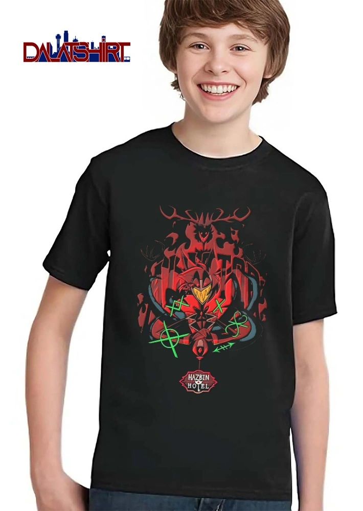 Hazbin Hotel Alastor Red Deer Demon Green Magic Symbols Tentacles Cartoon shirt