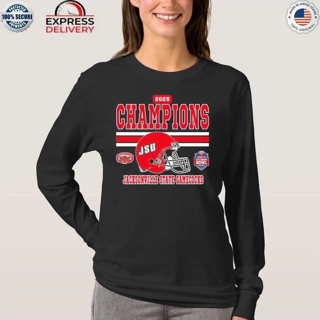 Salute to Veterans Bowl Champions Jacksonville State Gamecocks Football Champions 2025 IS4S Salute to Veterans Bowl Shirt