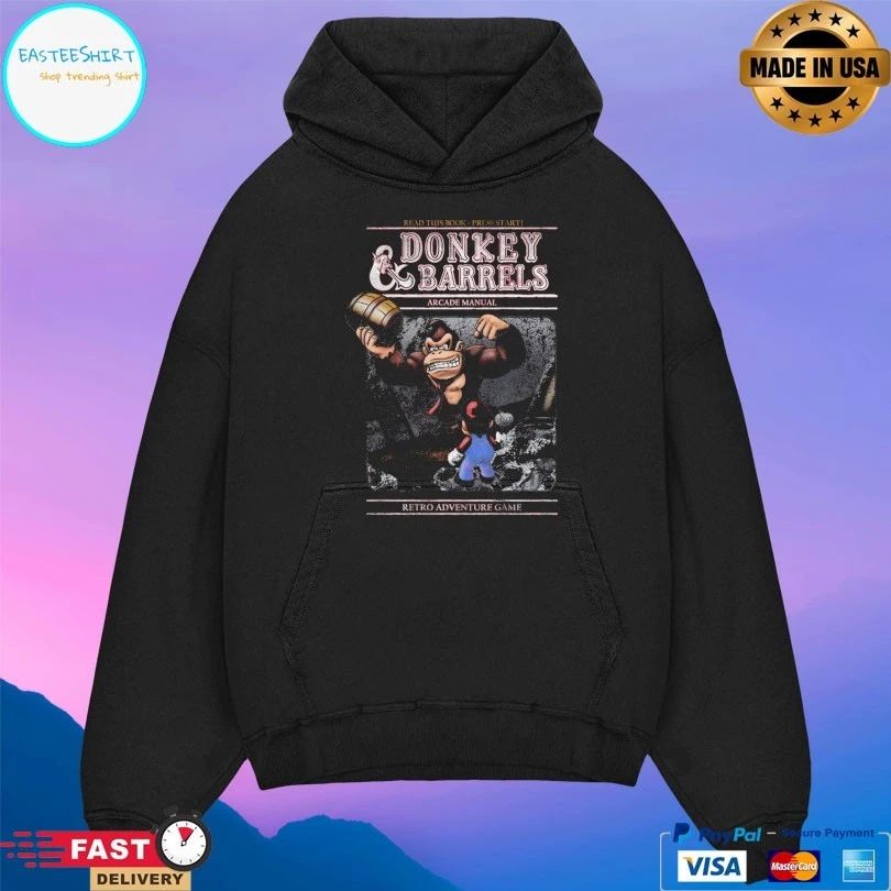 Read This Book Press Start Donkey And Barrels Arcade Manual Retro Adventure Game T-shirt