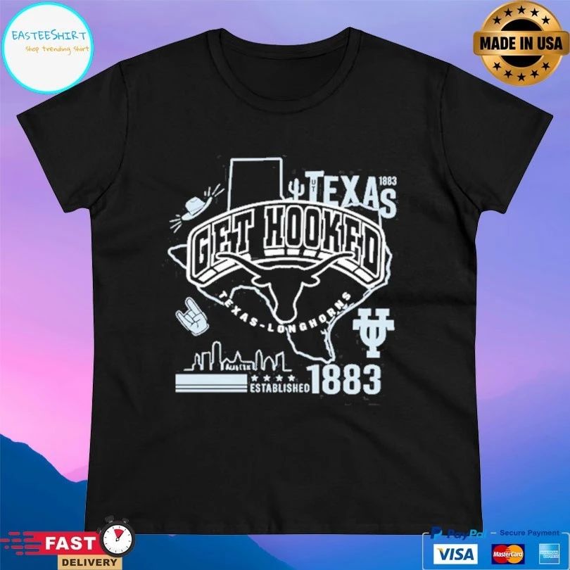 Texas Longhorns Get Hooked All Over Logos Established 1883 T-shirt
