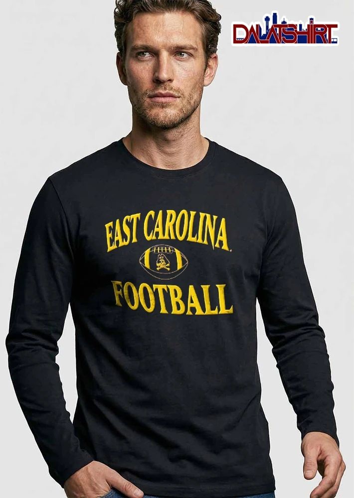 East Carolina Pirates NCAA Football Ecu Skull Crossbones Yellow Outline shirt