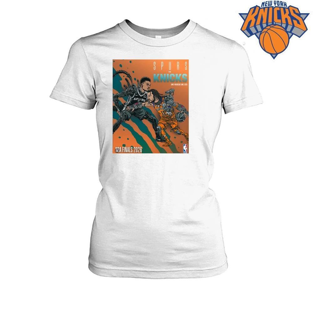 San Antonio Spurs vs New York Knicks Jalen Brunson Alien vs Predator NBA Finals 2026 T Shirt Design