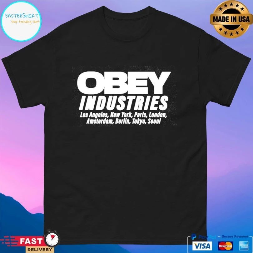 Obey Industries Los Angeles New York Paris London Amsterdam Berlin Tokyo Seoul T-shirt