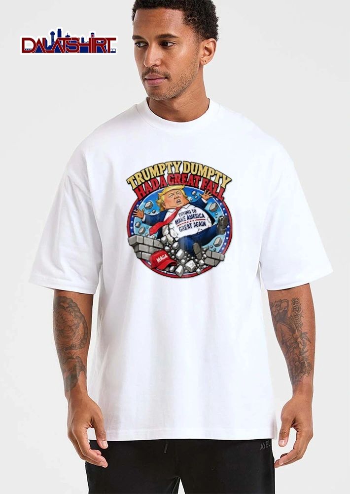 Trumpty Dumpty Had A Great Fall Trying To Make America Again Maga Cartoon Caricature Trump Falling Wall shirt