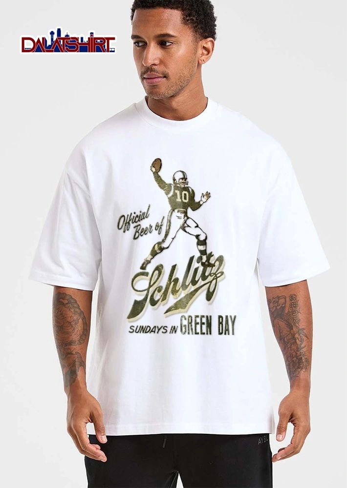 Schlitz Official Beer Of Sundays In Green Bay Vintage Football Player Throwing Ball shirt