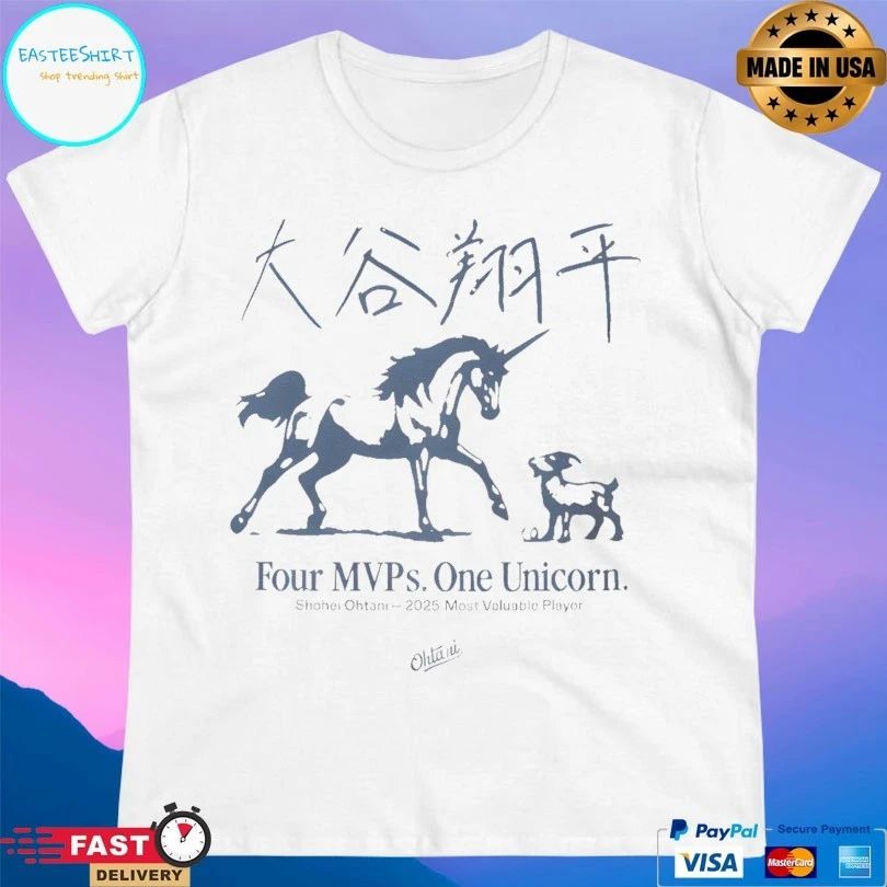 Shohei Ohtani Four MVPs One Unicorn 2025 Most Valuable Player T-shirts