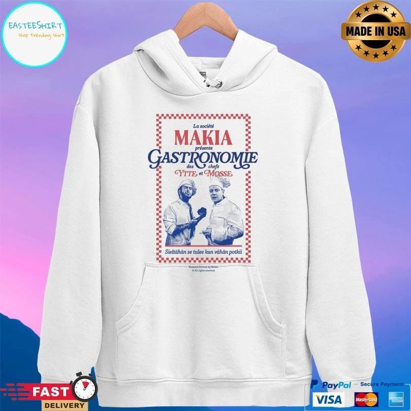 La Société Makia Présente Gastronomie Des Chefs Ytte Et Mosse Sieltähän Se Tulee Kun Vähän Potkii T-shirts