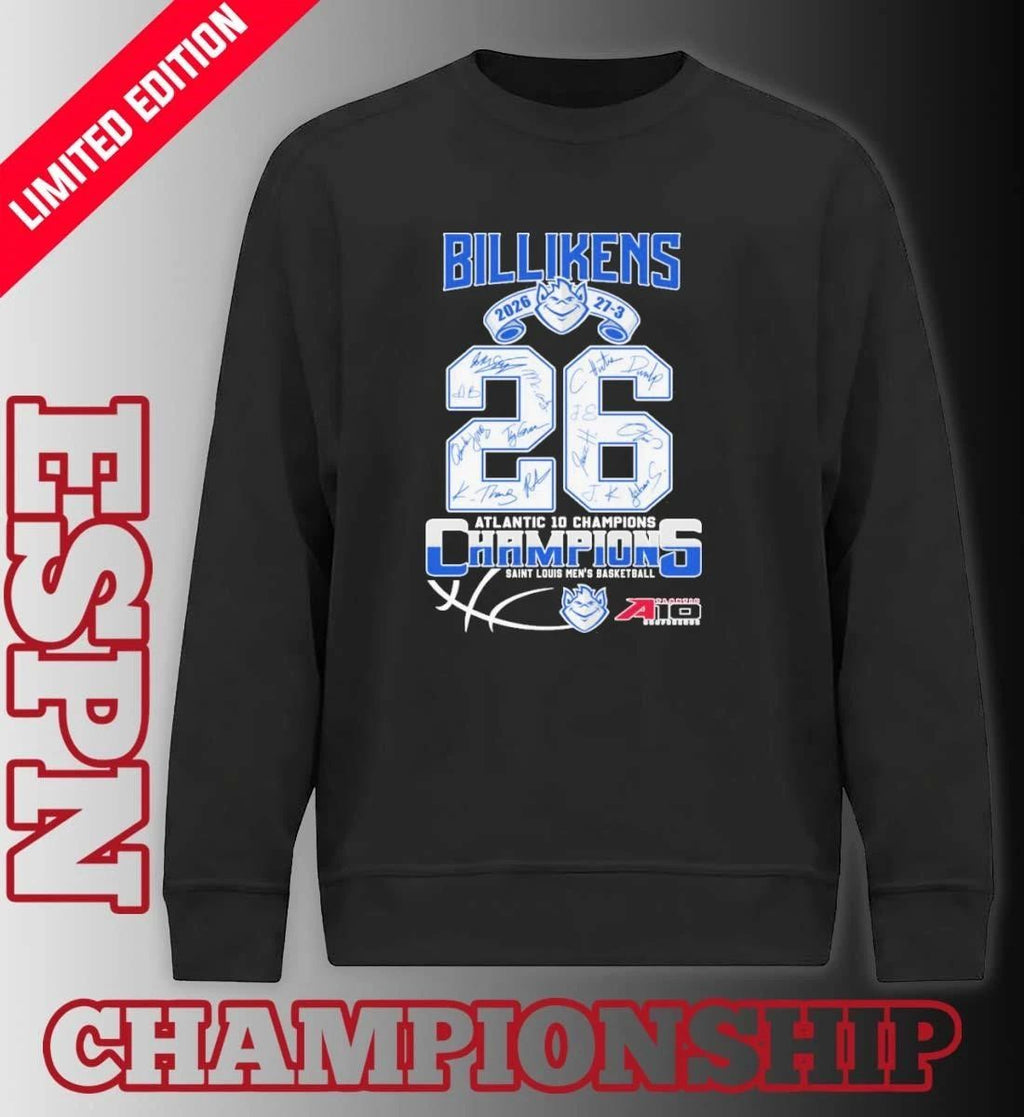 Saint Louis Billikens Men’s Basketball 2026 A-10 Champions 27-3 Shirt