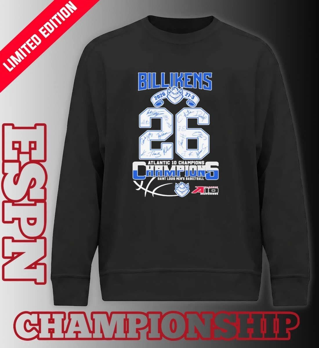 Saint Louis Billikens Men’s Basketball 2026 A-10 Champions 27-3 Shirt
