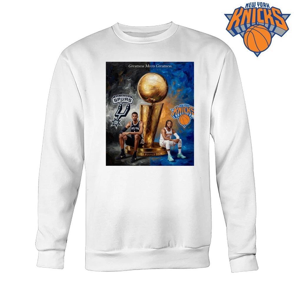 Victor Wembanyama Jalen Brunson San Antonio Spurs New York Knicks NBA Finals 2026 Greatness Meets Greatness T Shirt