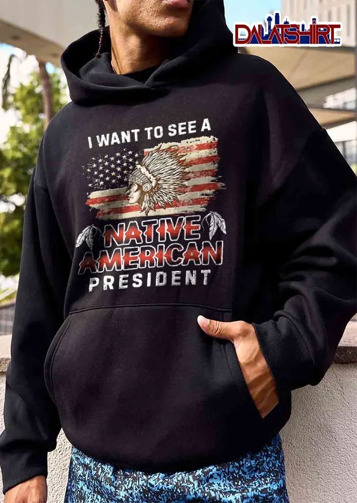 I Want To See A Native American President Chief Profile Headdress Distressed USA Flag shirt