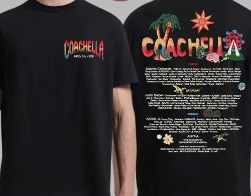 1Coachella 2026 Merch In Indio California Logo With Lineup Felt Cute T-Shirt