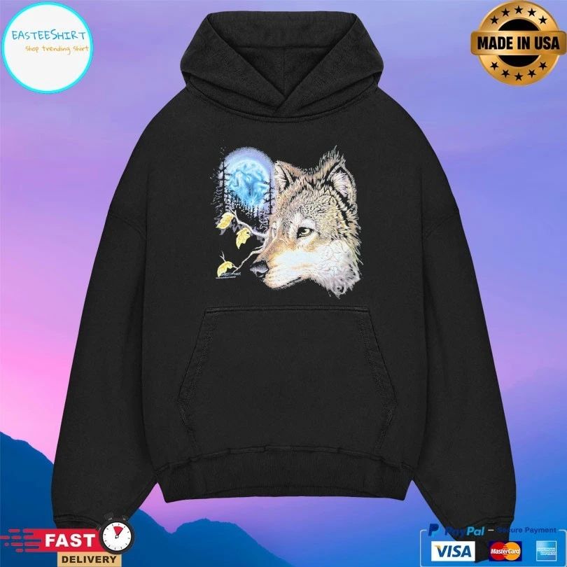 Fruit Of The Loom Wolf Pack Moon Animal Vintage T-shirt