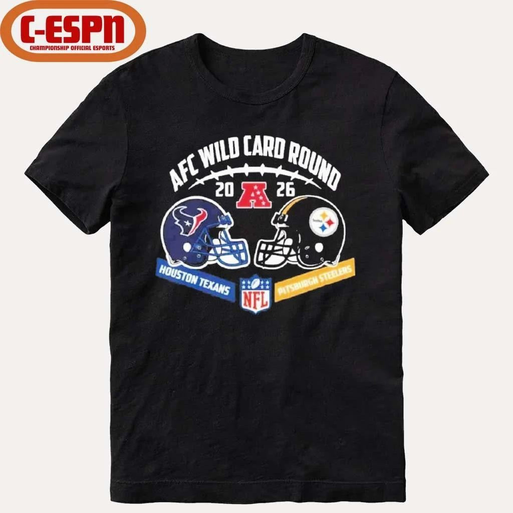 Texans Vs Steelers AFC Wild Card Round Helmet Matchup T-Shirt