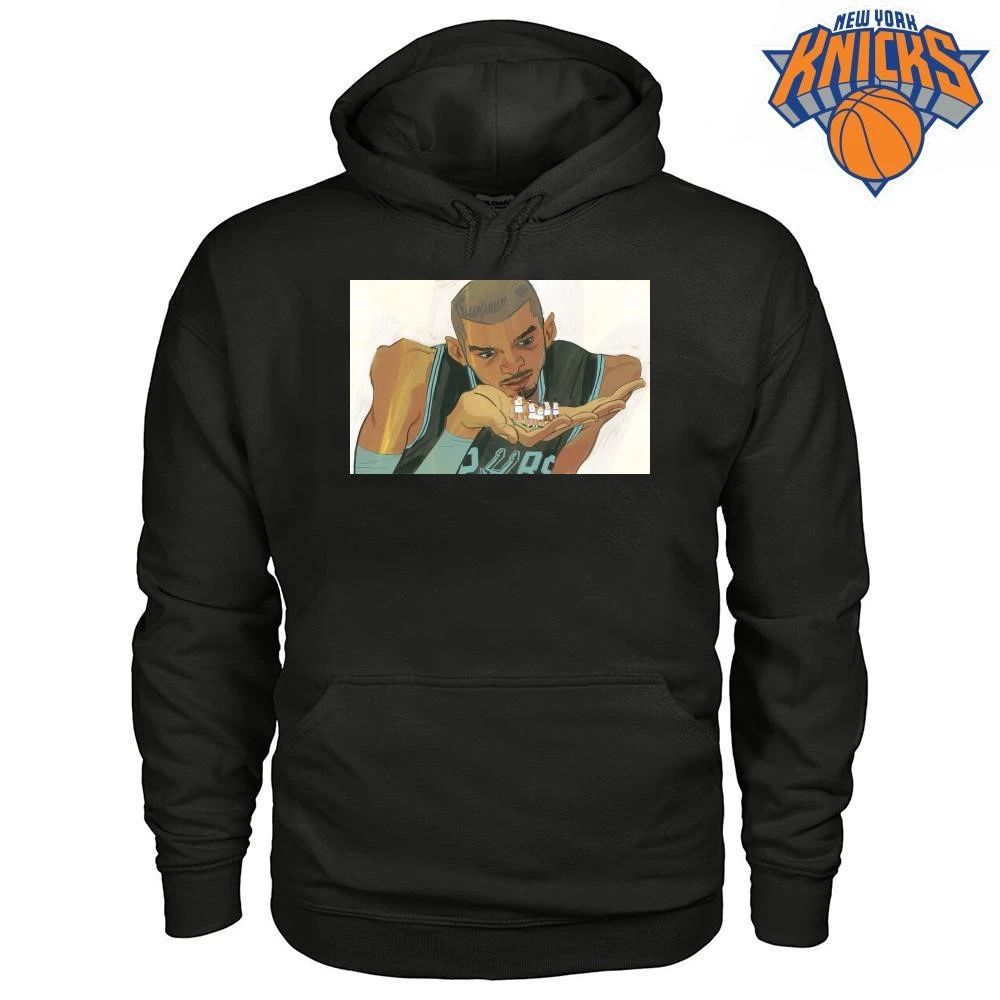 Victor Wembanyama San Antonio Spurs Holding New York Knicks Players Cartoon Illustration NBA Finals 2026 Shirt