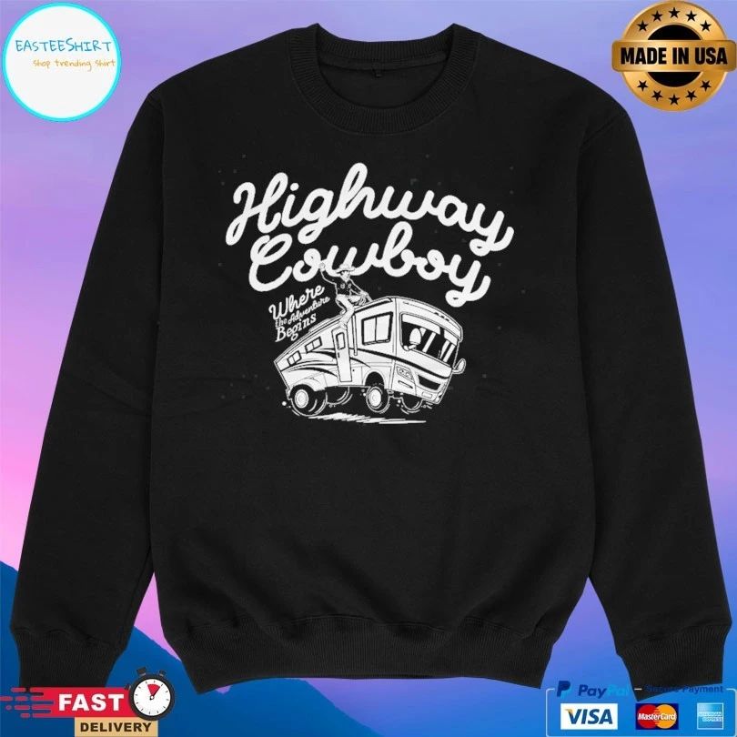 Highway Cowboy Where The Adventure Begins T-shirts