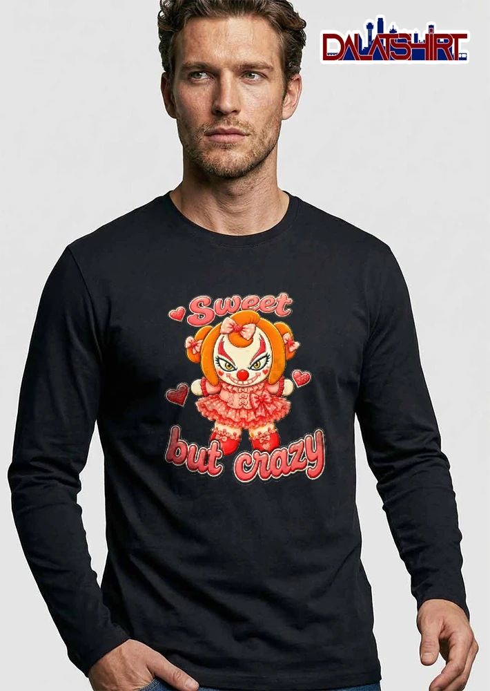 Sweet But Crazy Cartoon Evil Harlequin Clown Doll Hearts shirt