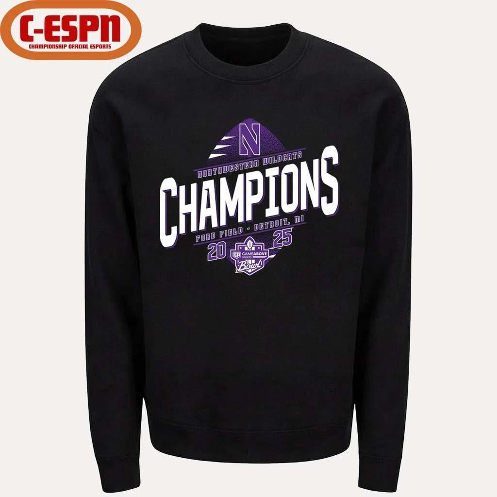 2025 GameAbove Sports Bowl Champions Northwestern Wildcats T-Shirt