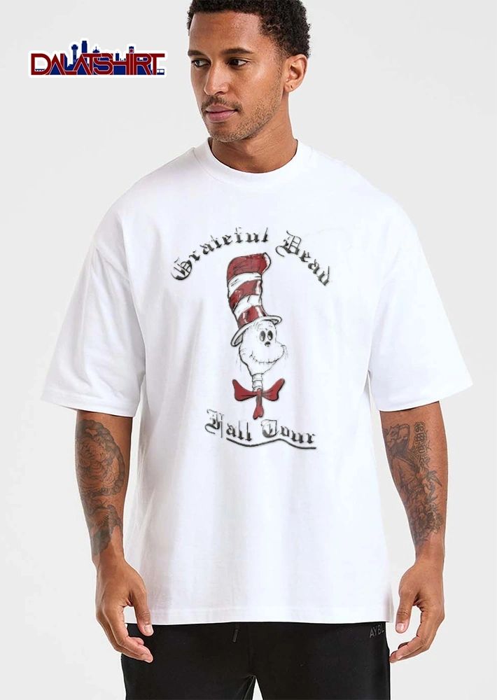 Grateful Dead Fall Tour Skeleton Cat Striped Hat Red Bowtie shirt
