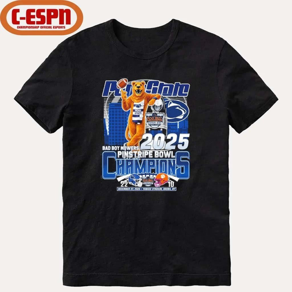 Penn State Mascot Bad Boy Mowers Pinstripe Bowl Champions 2025 Shirt