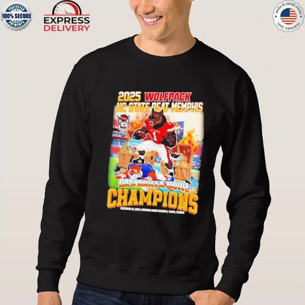 2025 NC State Wolfpack Beat Memphis Gasparilla Bowl Champions mascot Shirt
