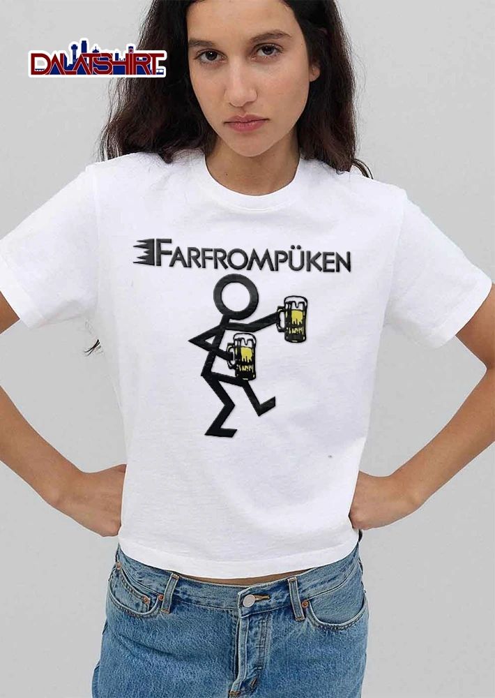 Farfrompuken Stick Figure Holding Two Beer Mugs Line Art shirt