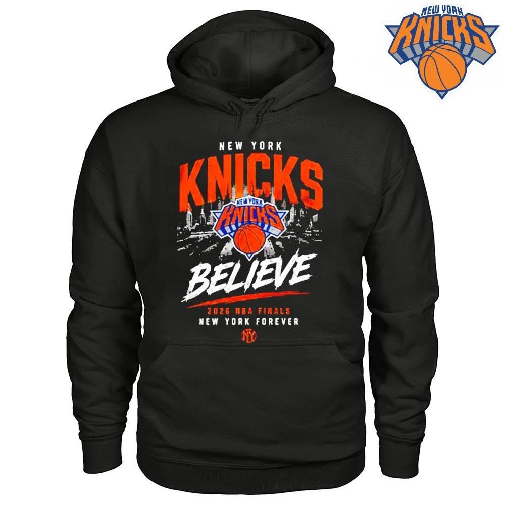 New York Knicks Believe New York Forever 2026 NBA Finals Black T Shirt