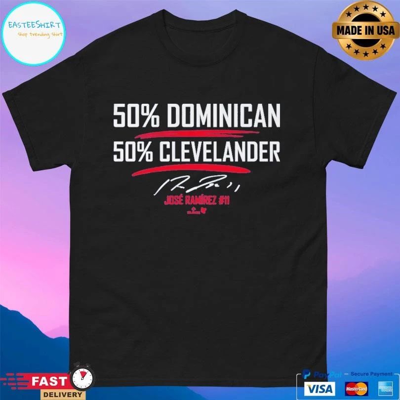 Cleveland Guardians Jose Ramirez 11 50 Dominican 50 Clevelander Signature T-shirts