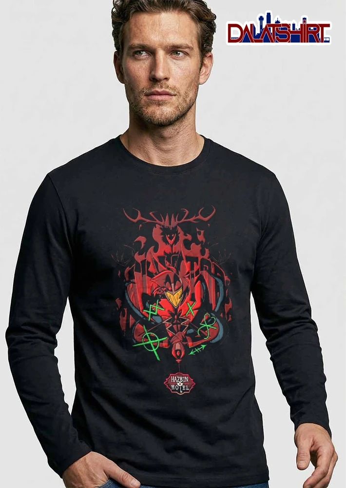 Hazbin Hotel Alastor Red Deer Demon Green Magic Symbols Tentacles Cartoon shirt