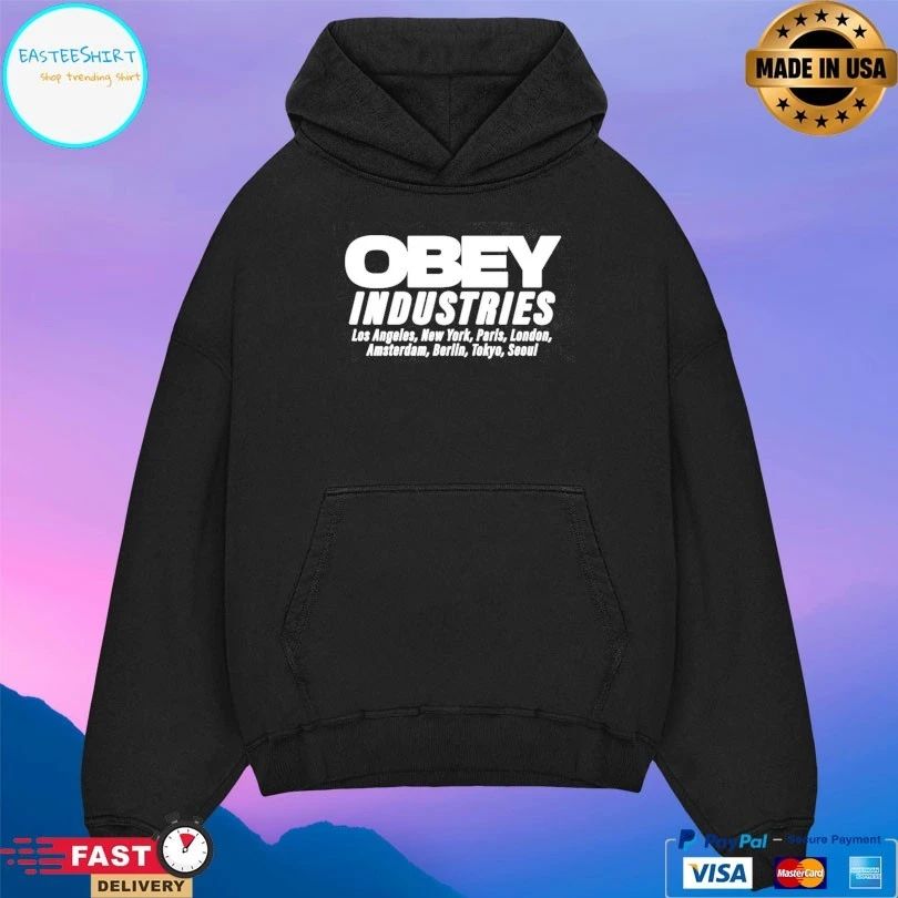 Obey Industries Los Angeles New York Paris London Amsterdam Berlin Tokyo Seoul T-shirt
