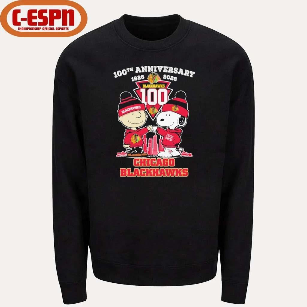 The Peanuts Fist Bump X Chicago Blackhawks 100th Anniversary 1926-2026 Shirt