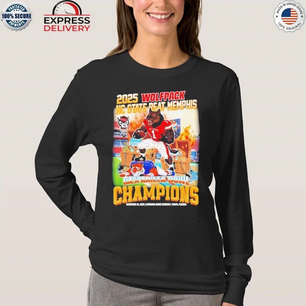 2025 NC State Wolfpack Beat Memphis Gasparilla Bowl Champions mascot Shirt