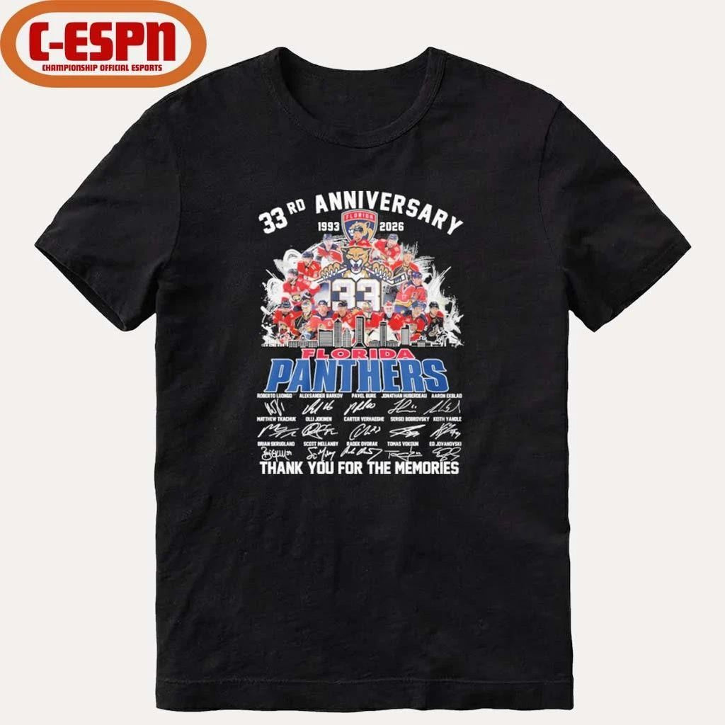 33rd Anniversary 1933-2026 Florida Panthers Team Hockey Signatures Shirt