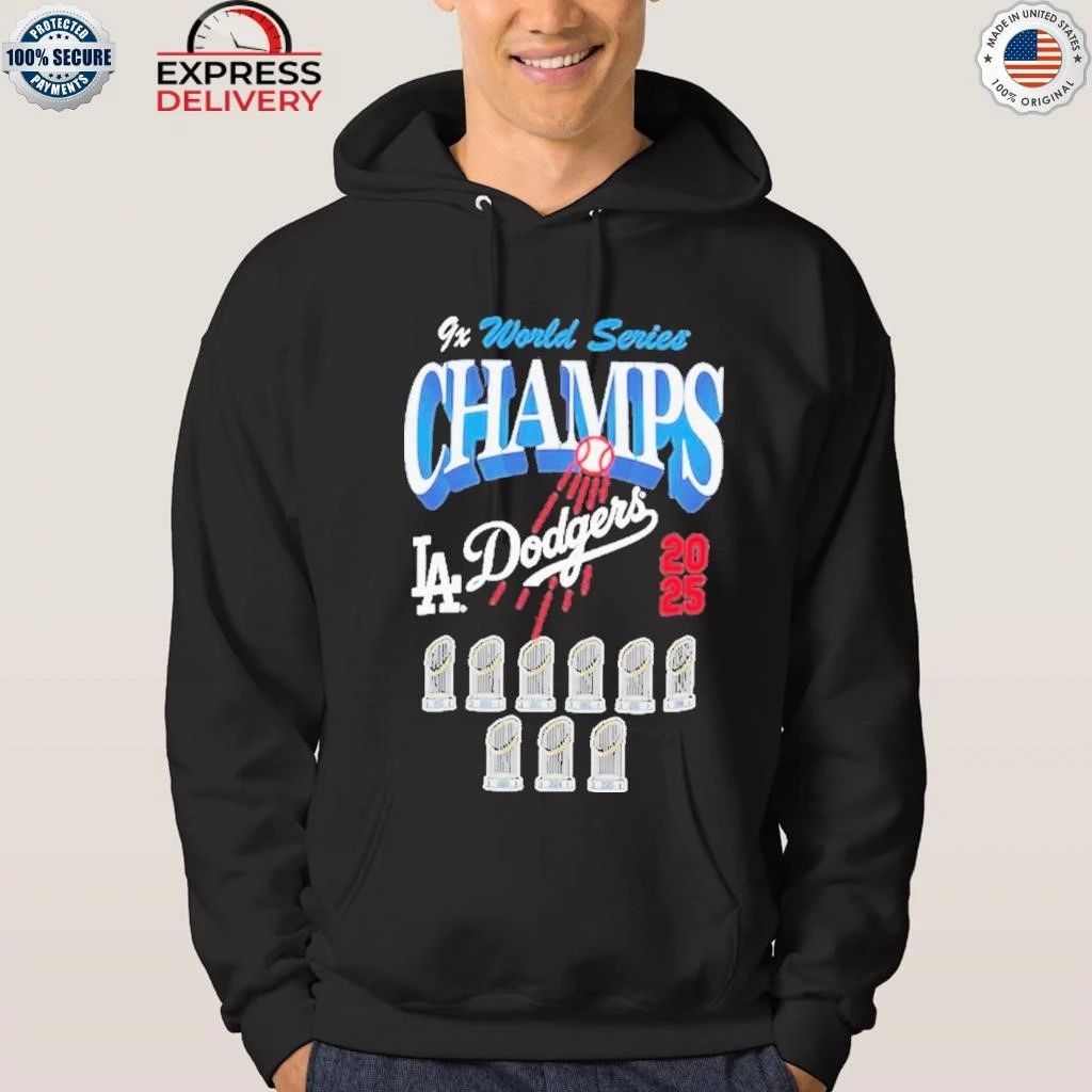 Los Angeles Dodgers New Era Nine-time World Series Champions Trophy Shirt