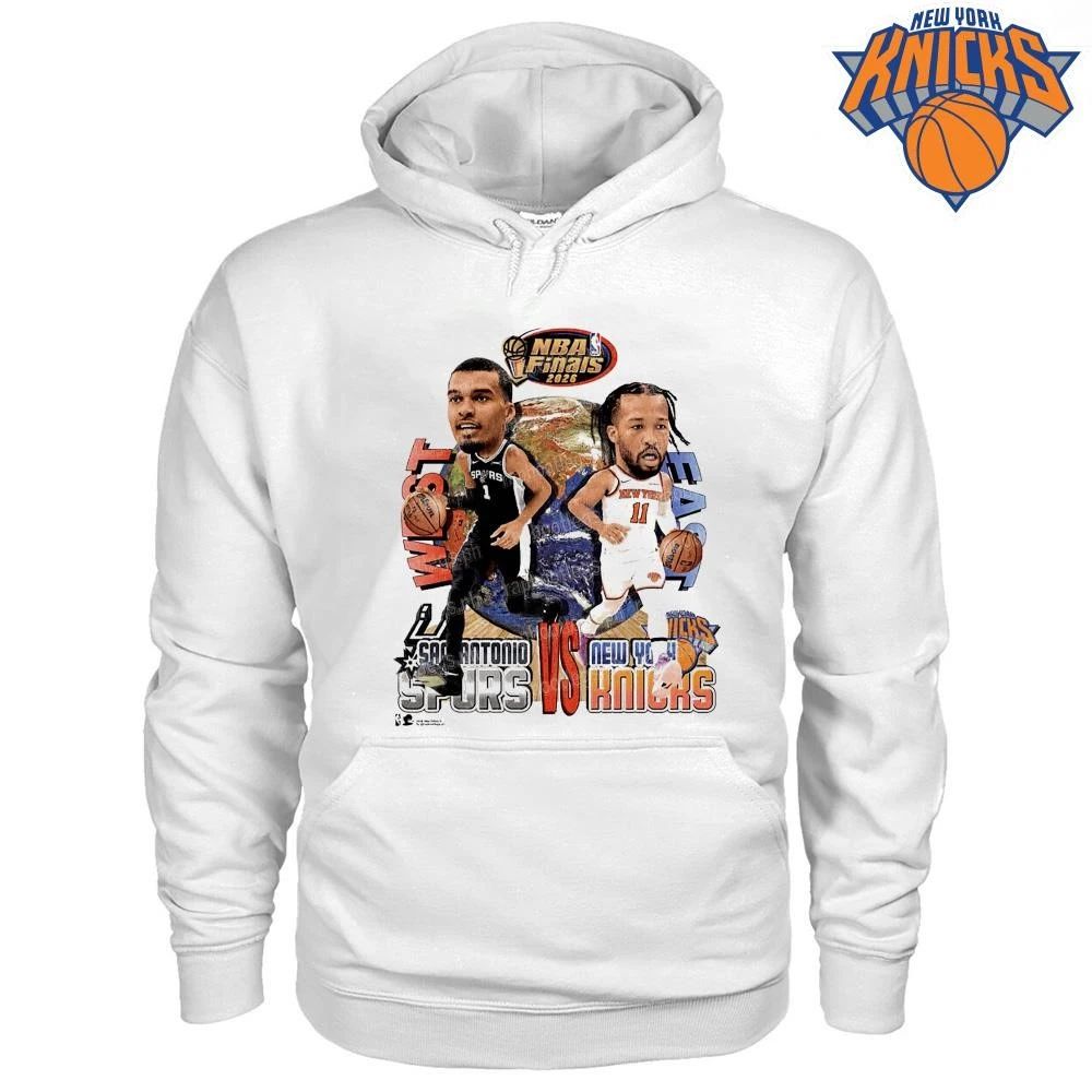 San Antonio Spurs Victor Wembanyama Vs New York Knicks Jalen Brunson East West Earth Vintage Graphic NBA Finals 2026 Shirt