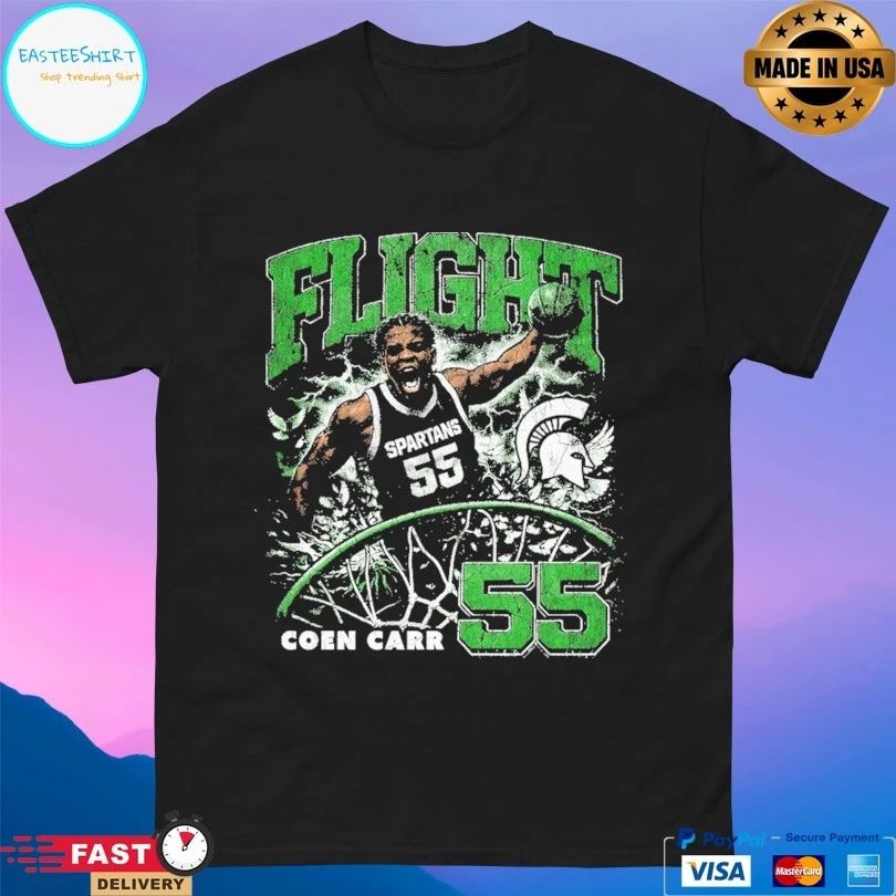 Michigan State Spartans Men’s Basketball Flight Coen Carr 55 T-shirts