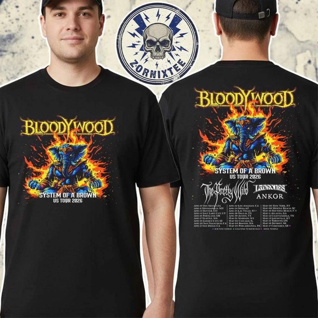 Bloodywood System Of A Brown US Tour 2026 Cities List Kicks Off In Des Moines IA On April 10 Shirt