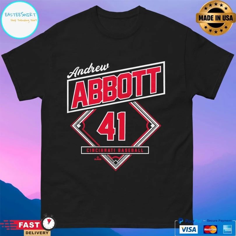 Andrew Abbott 41 Cincinnati Baseball Classic Diamond T-shirts