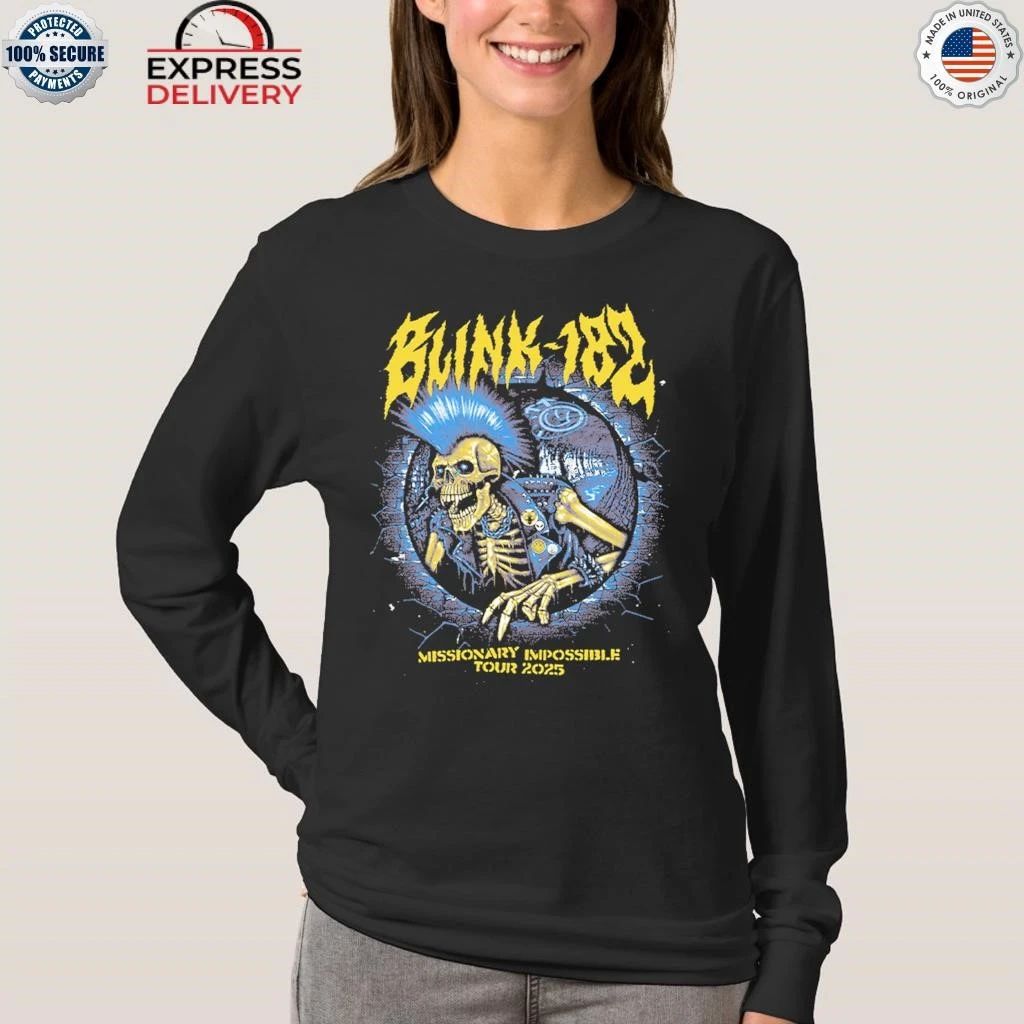 Blink 182 Mohawk Skeleton 2025 Tour Shirt