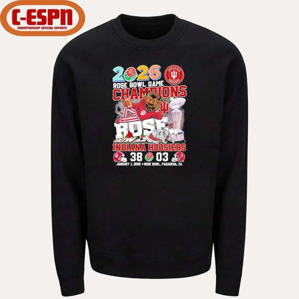 Indiana Beat Alabama Mascot 2026 Rose Bowl Game Champions Score Shirt