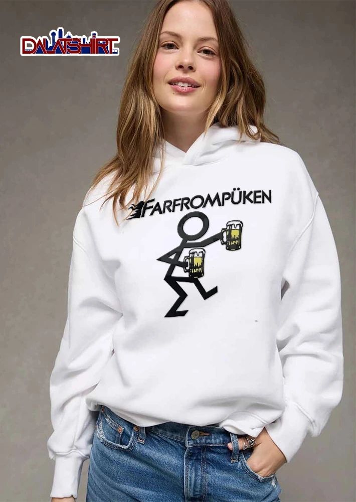 Farfrompuken Stick Figure Holding Two Beer Mugs Line Art shirt